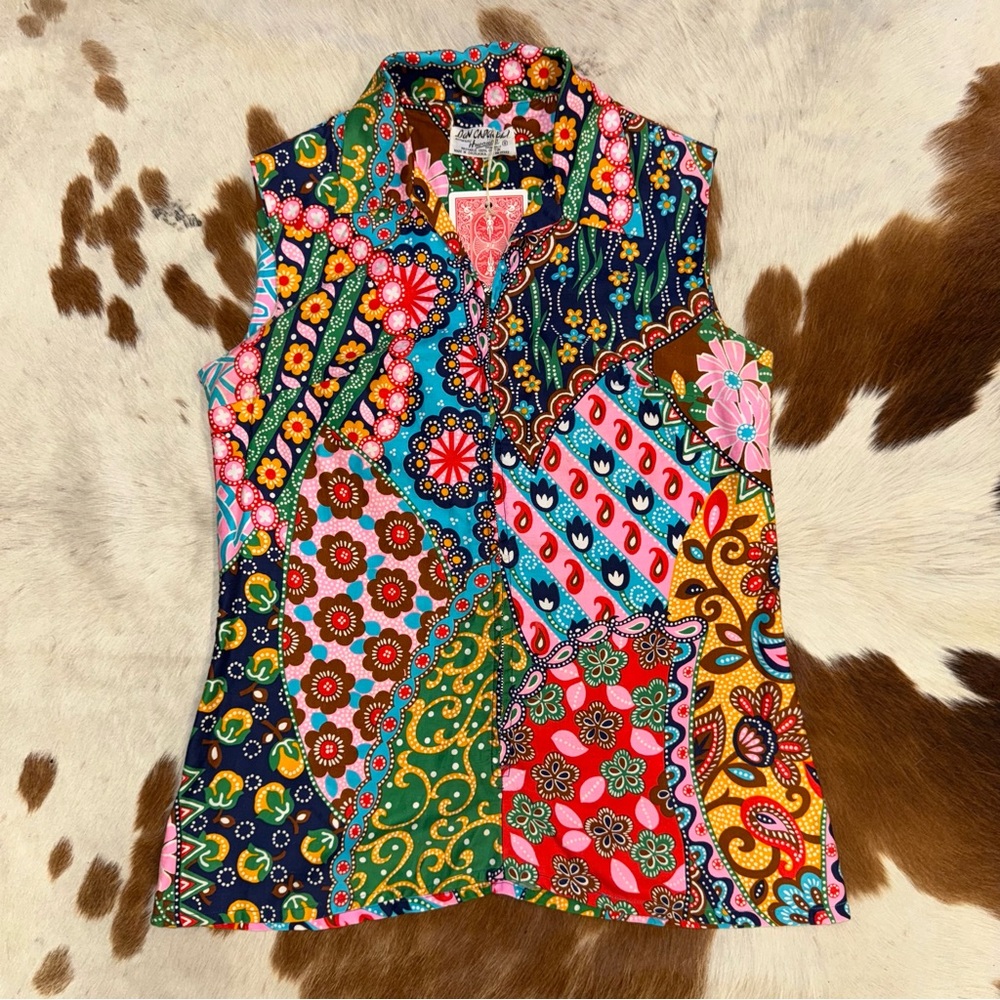 Vintage Don Caporeli - Women’s M - 60’s Vibrant Multicolor Patchwork Tank